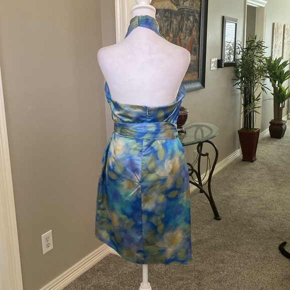 Badgley Mischka Blue and Green Halter Mini Cocktail Party Dress size 10 - Picture 8 of 13